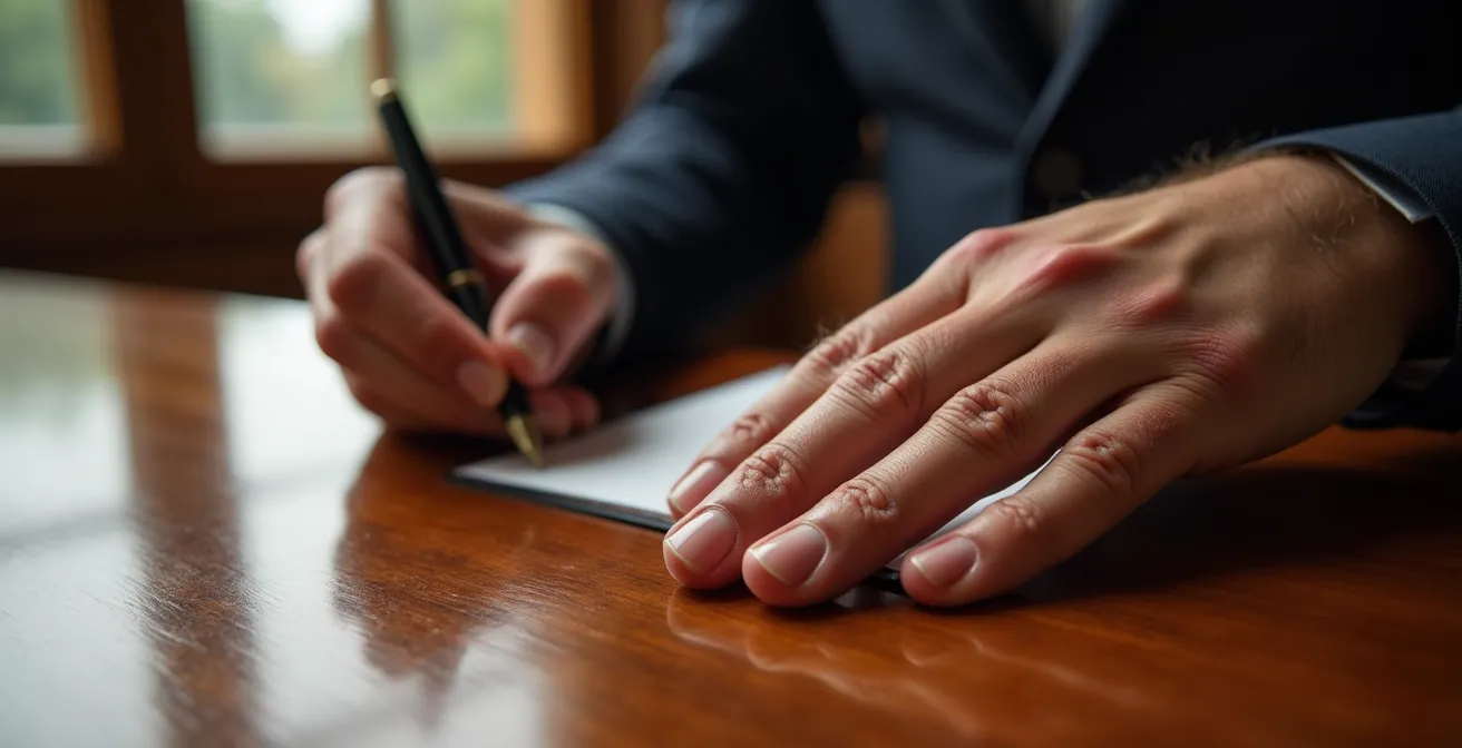 Mains signant un contrat de bail commercial